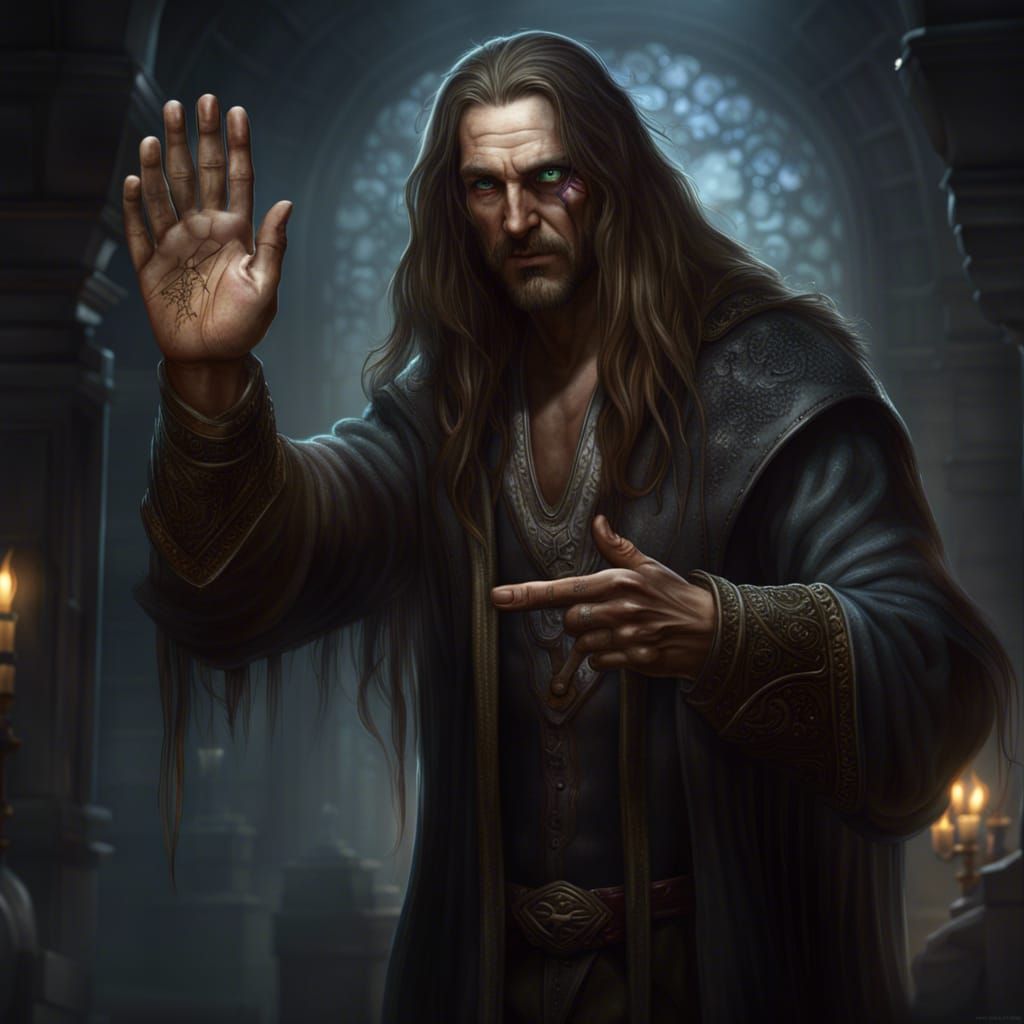 Intricate Dark Fantasy Man Offering Handshake