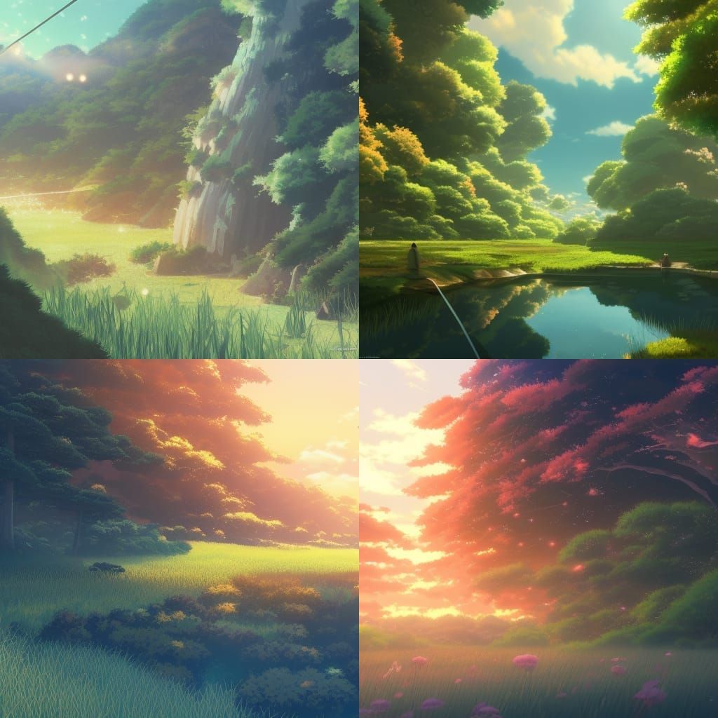 Ghibli-Style Landscape Art by Makoto Shinkai