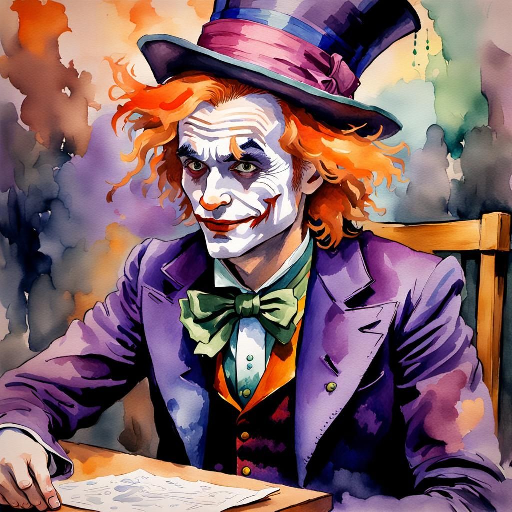 Expressive Post-impressionist Watercolour of the Joker as th...