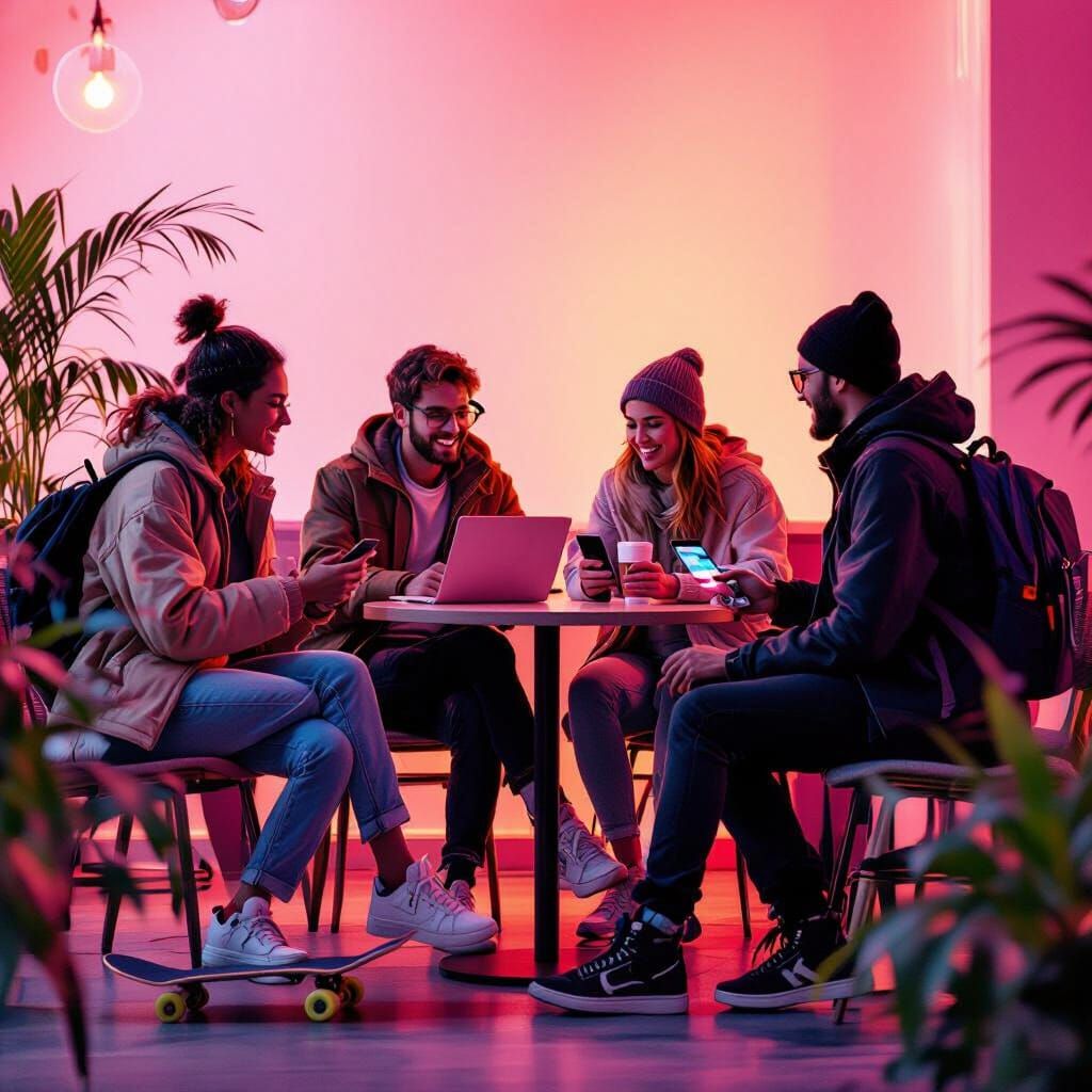 Gen Z Lifestyle at a Trendy Cafe