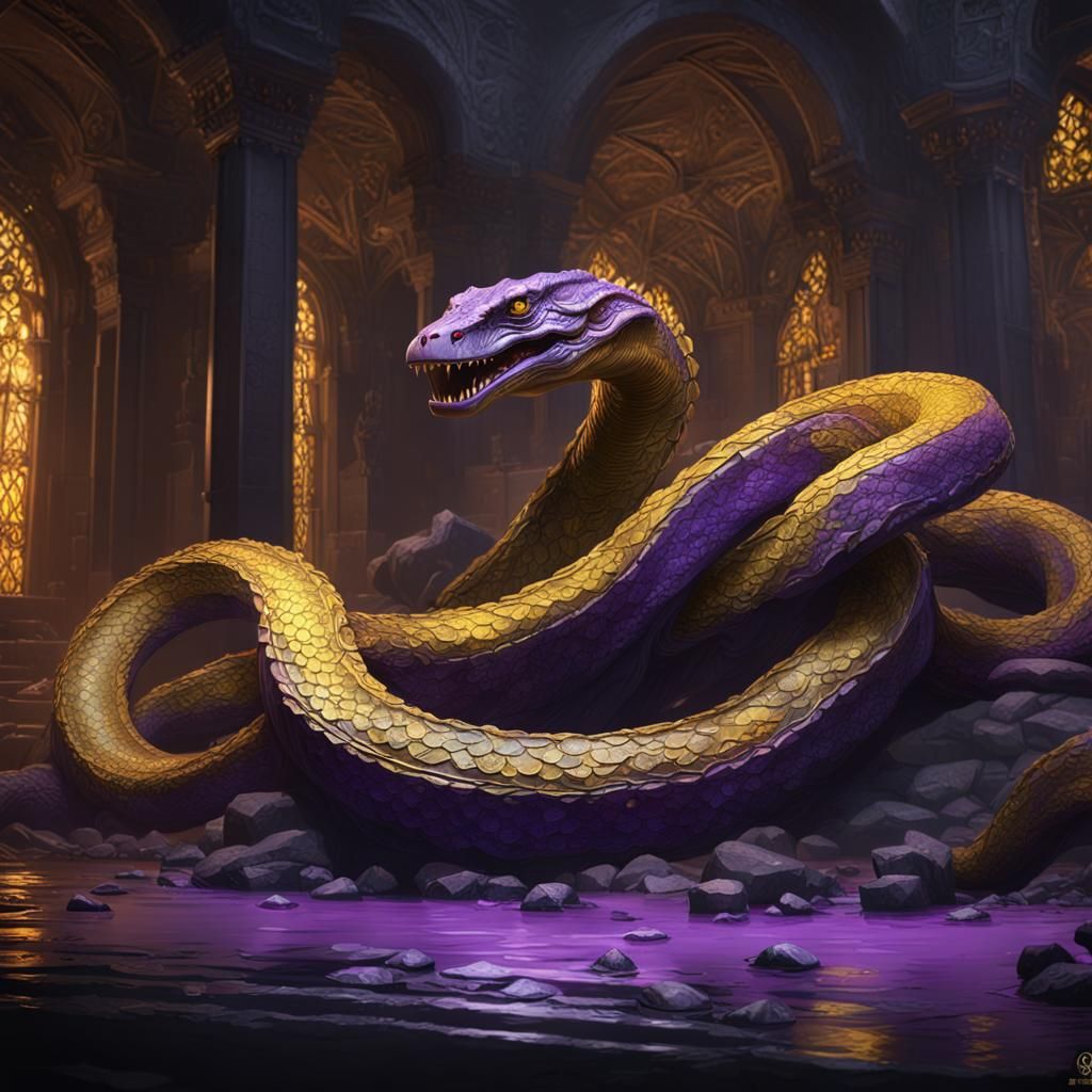 Detailed Serpent in Dark Fantasy Style
