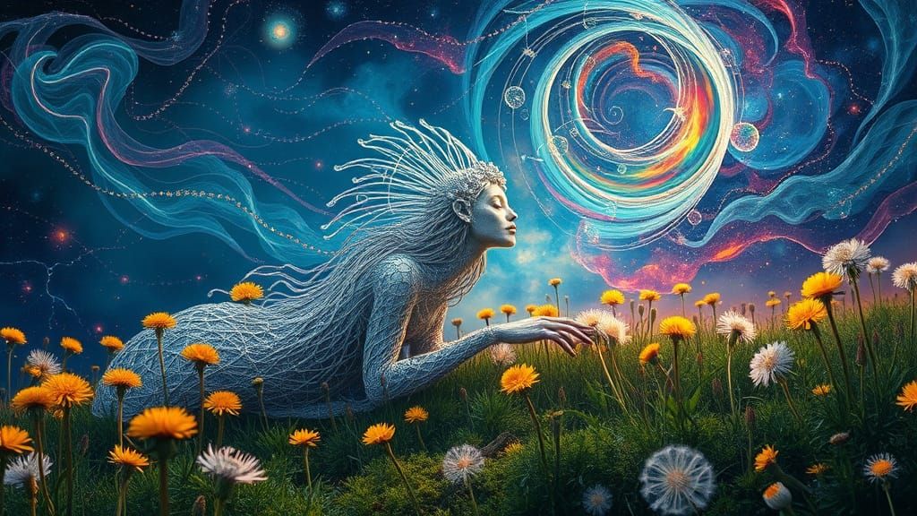 Ephemeral Eco-Art: Twins in a Floral Landscape