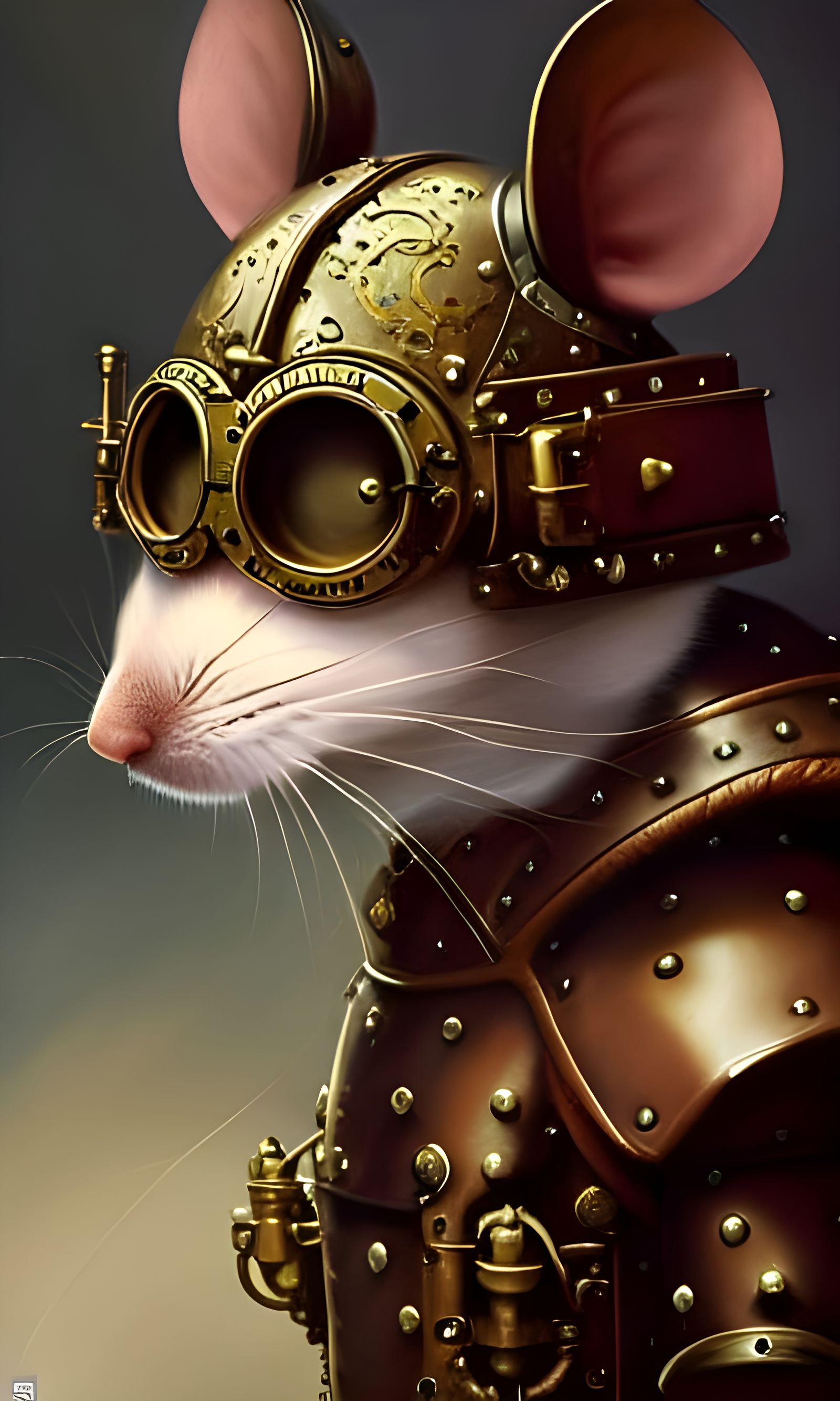 Steampunk Mouse Pirate Portrait in Renaissance Oil