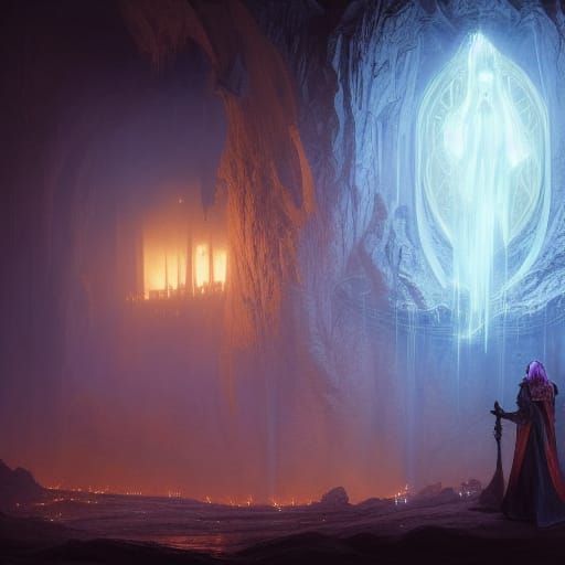 Raistlin Majere in High Sorcery Tower: Dark Fantasy Art