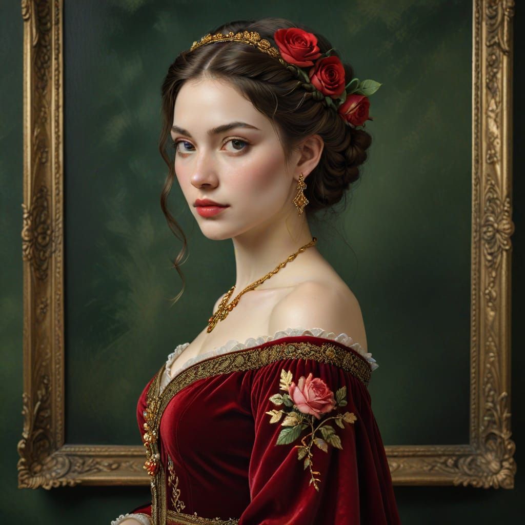 Elegant Renaissance Beauty in Classic Attire
