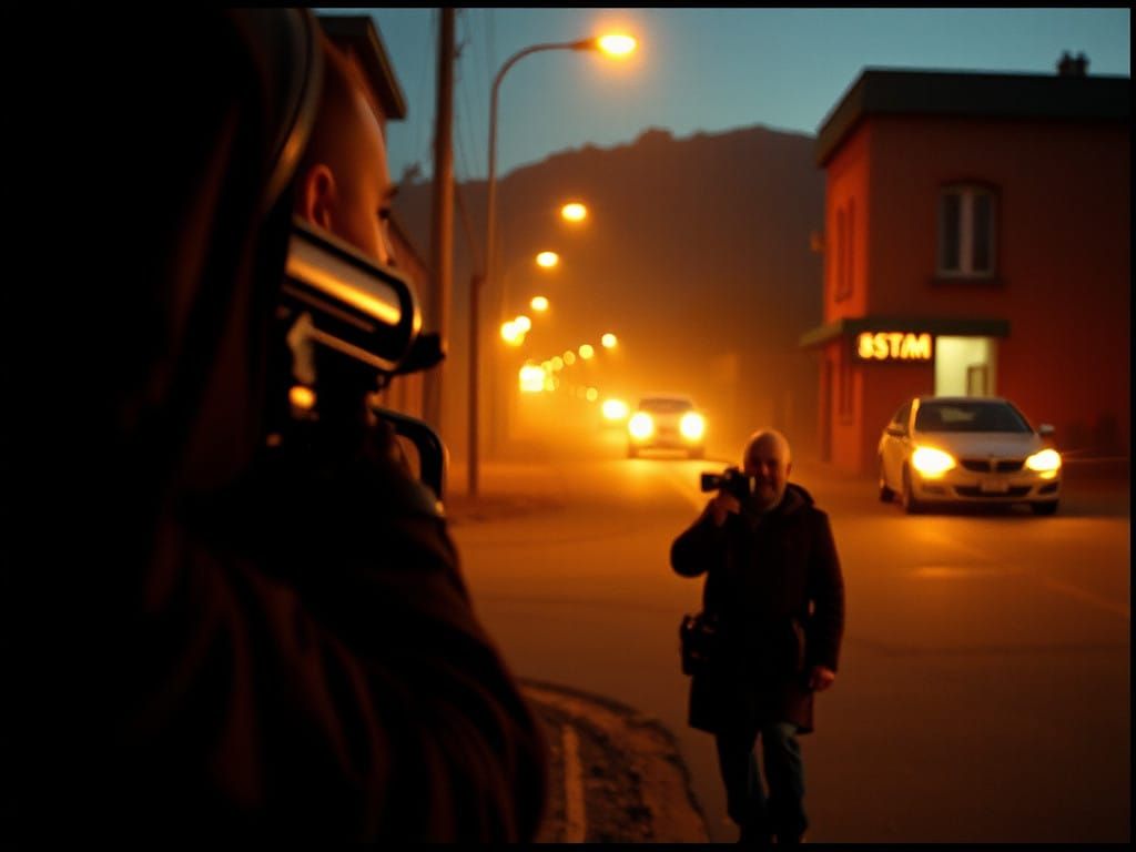 Dramatic 35mm Film Still with Vintage Aesthetic