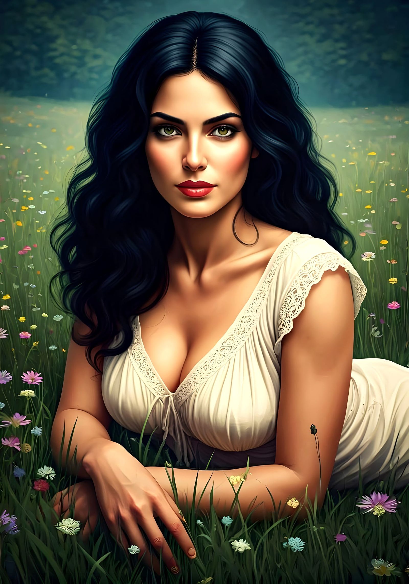 Watercolor Pinup of an Italian Goddess