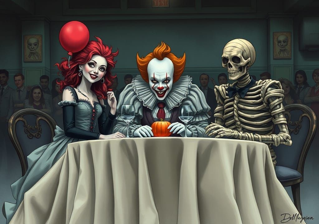 Gothic Vampire and Pennywise at the Prom