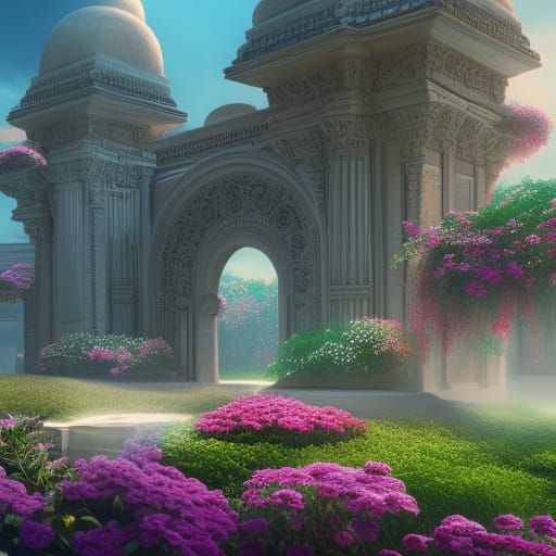 Detailed Palace Garden Concept Art in 8K