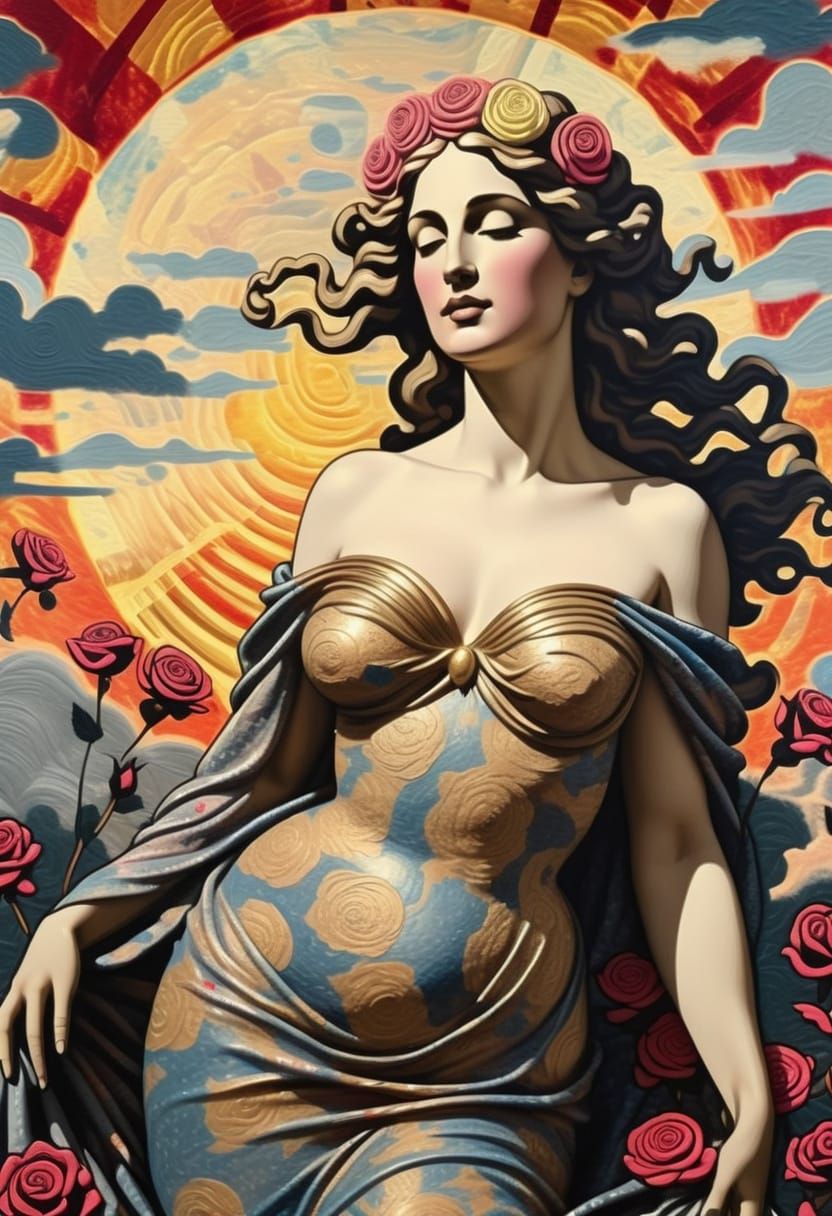 Ethereal Goddess of Twilight in Gouache Masterpiece