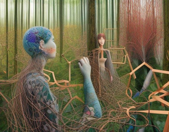 Vibrant Vines: A Surreal Forest Hybrid in Rich Color