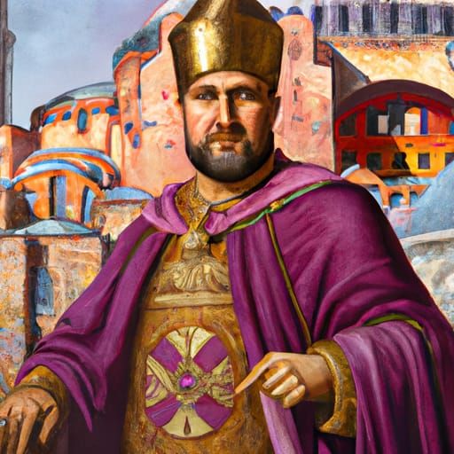 Historical Portrait of Emperor Justinian as Oil Painting