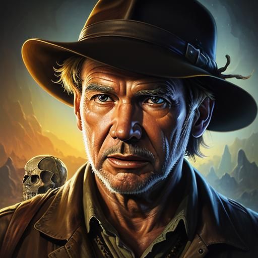Indiana Jones and the Crystal Skull in Oil Painting Style