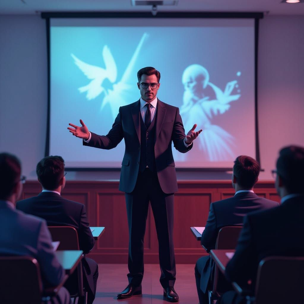 Criminal Law Lecturer in Futuristic Digital Art Style