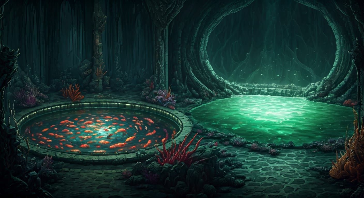 Ominous Pools in a Dark Fantasy Realm