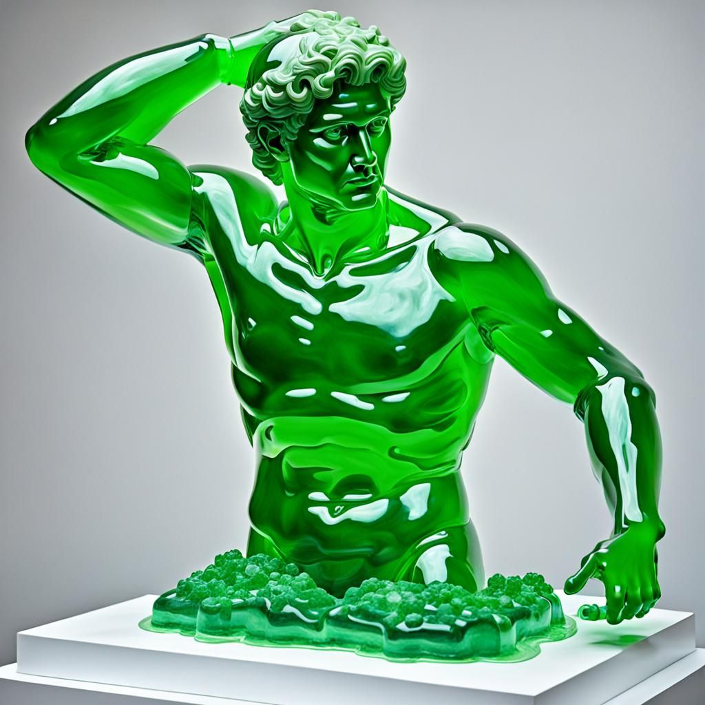 Green Jello Sculpture of Michelangelo's David