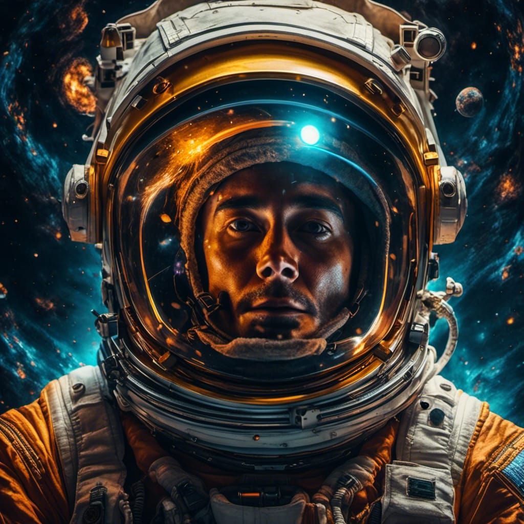 Astronaut Lost in Space: Surreal Oil Painting