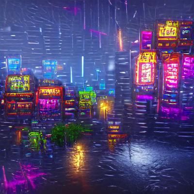 Neon Cityscape in Rain, 8K Resolution