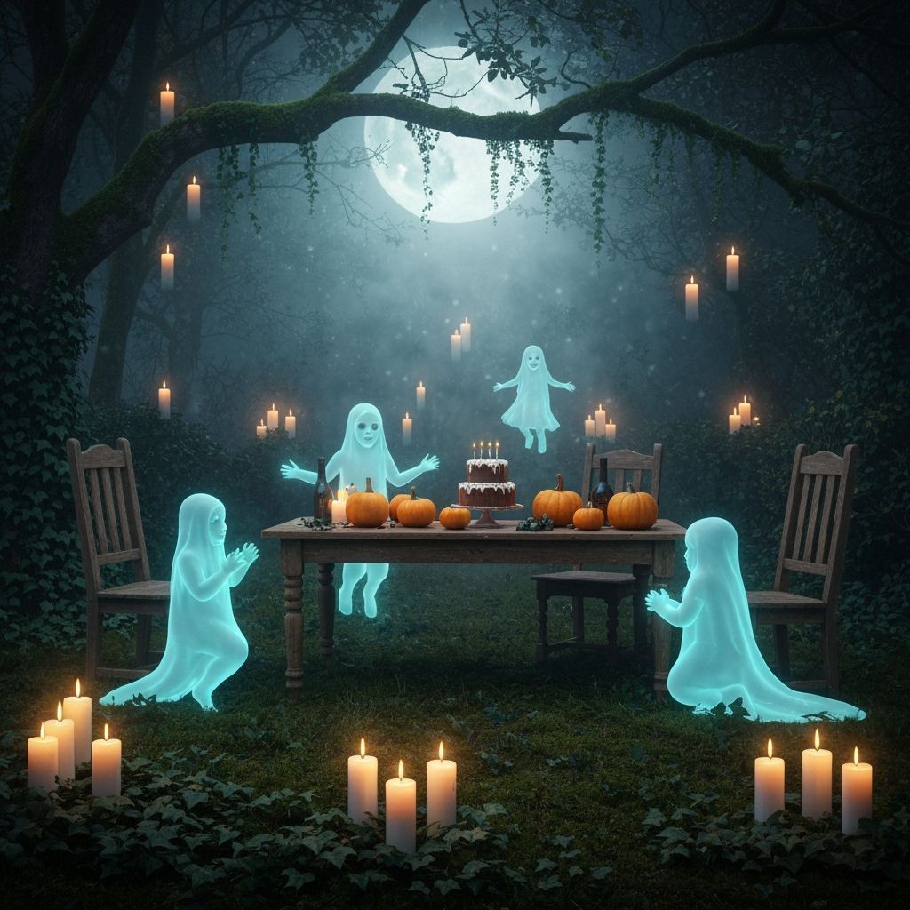Ghost Children's Spooky Birthday Party in Moonlit Garden