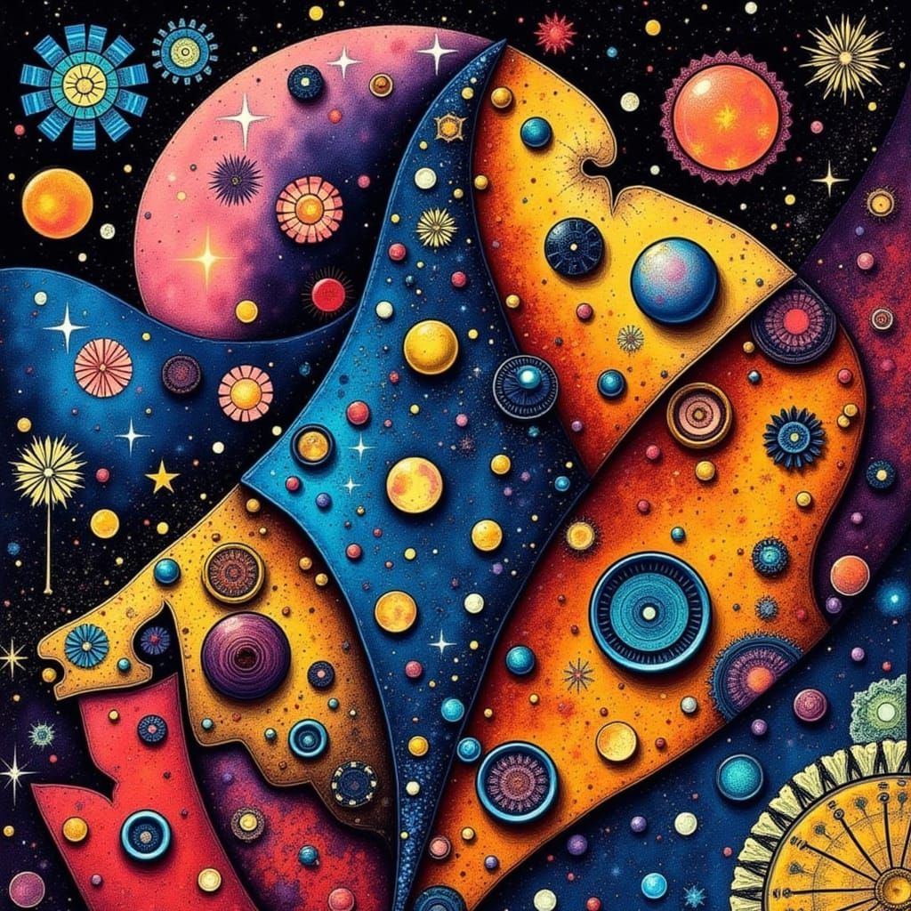 <lora:Surreal Sketch:1.0> Fractal Exotic elegance Australian Aboriginal artist Surrealism  abstract painting rich comple...