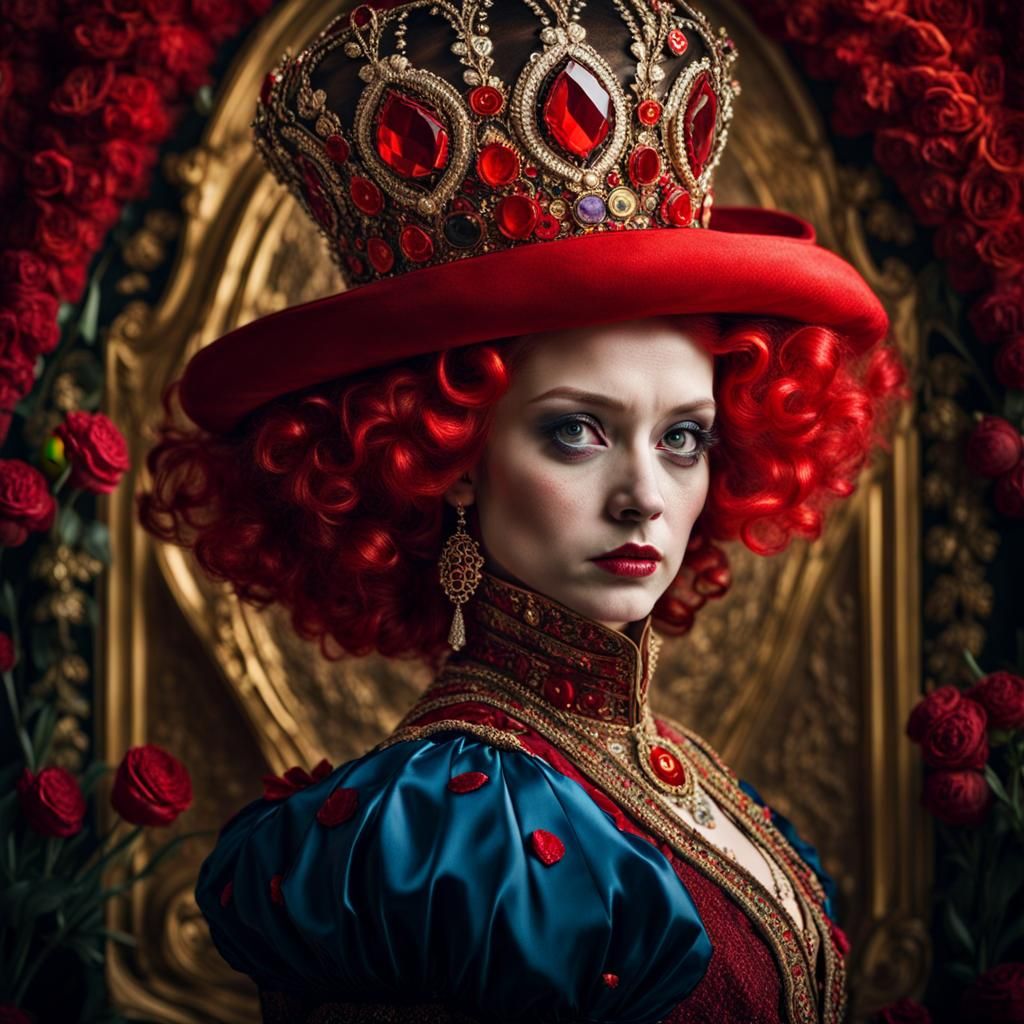 Red Queen Portrait in Gustav Klimt Style