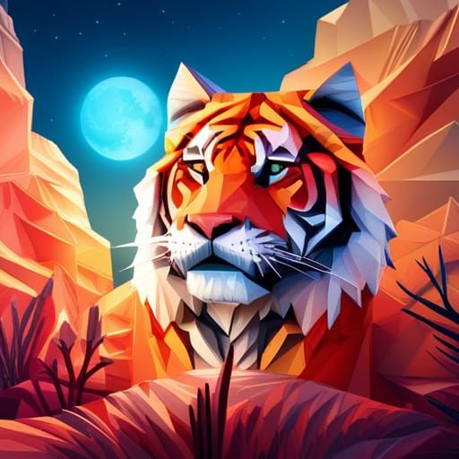 Origami Paper Tiger Digital Art