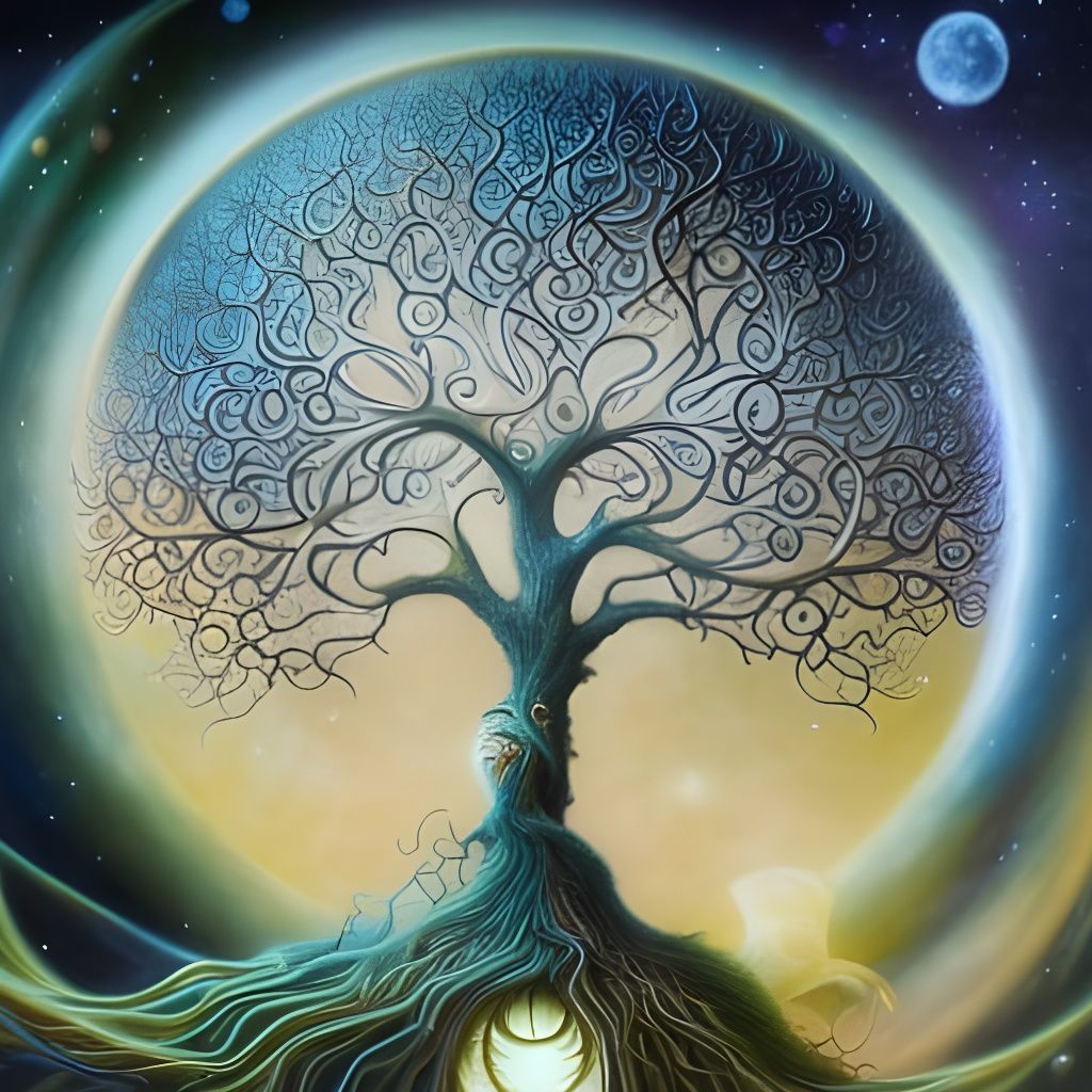Magical Lunar Tree of Life: Fantasy Art