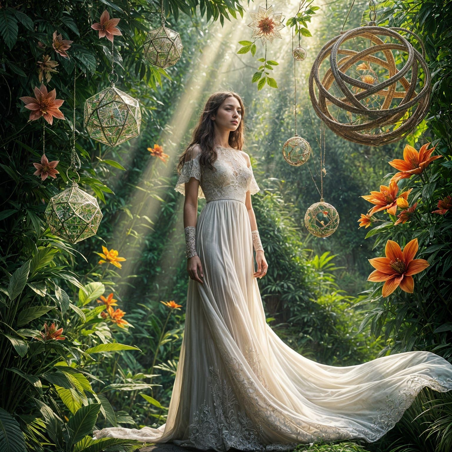 Intricate Mathematical Wonders in a Vibrant Jungle Setting