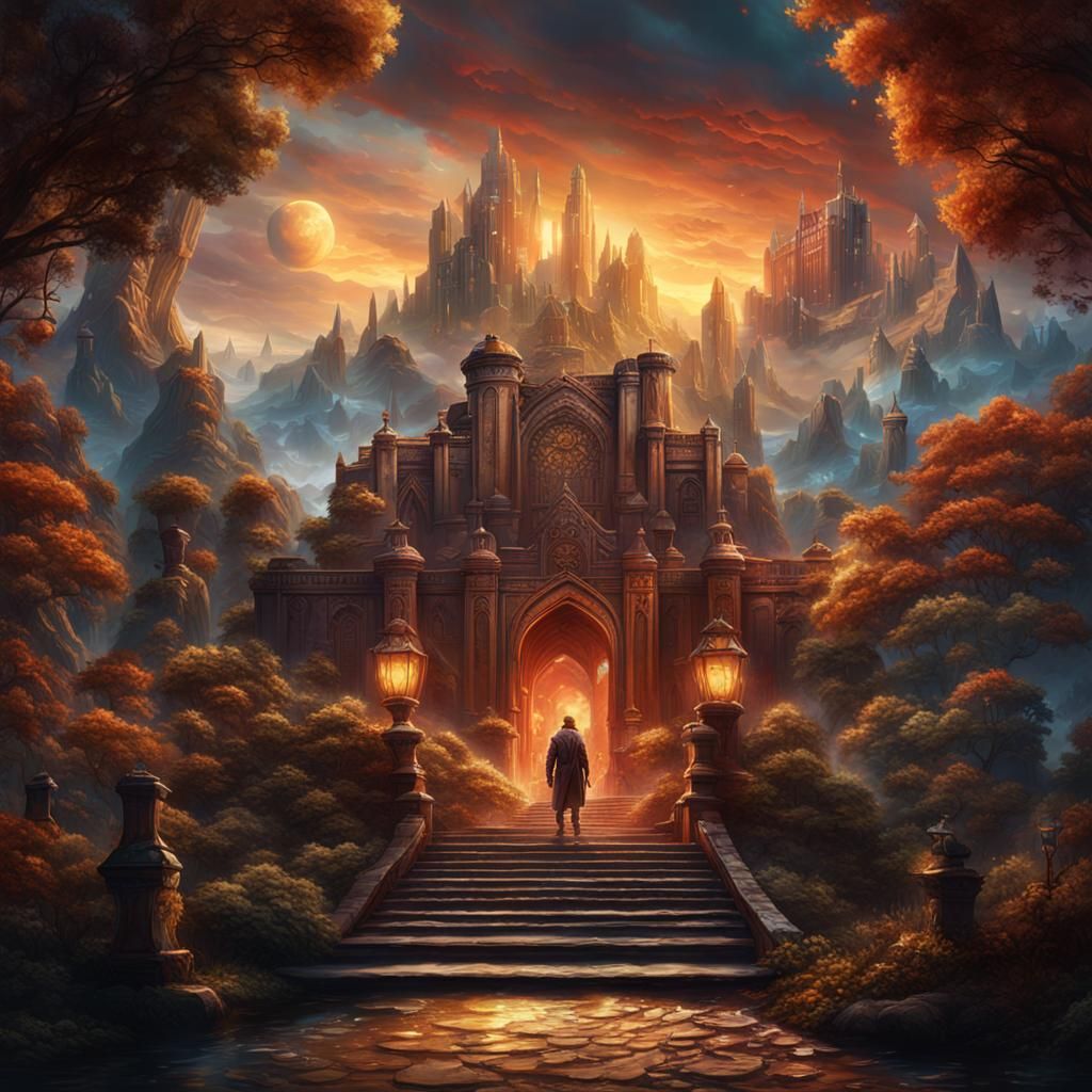 Fantastical Movie Class Poster in Detailed Matte Painting St...