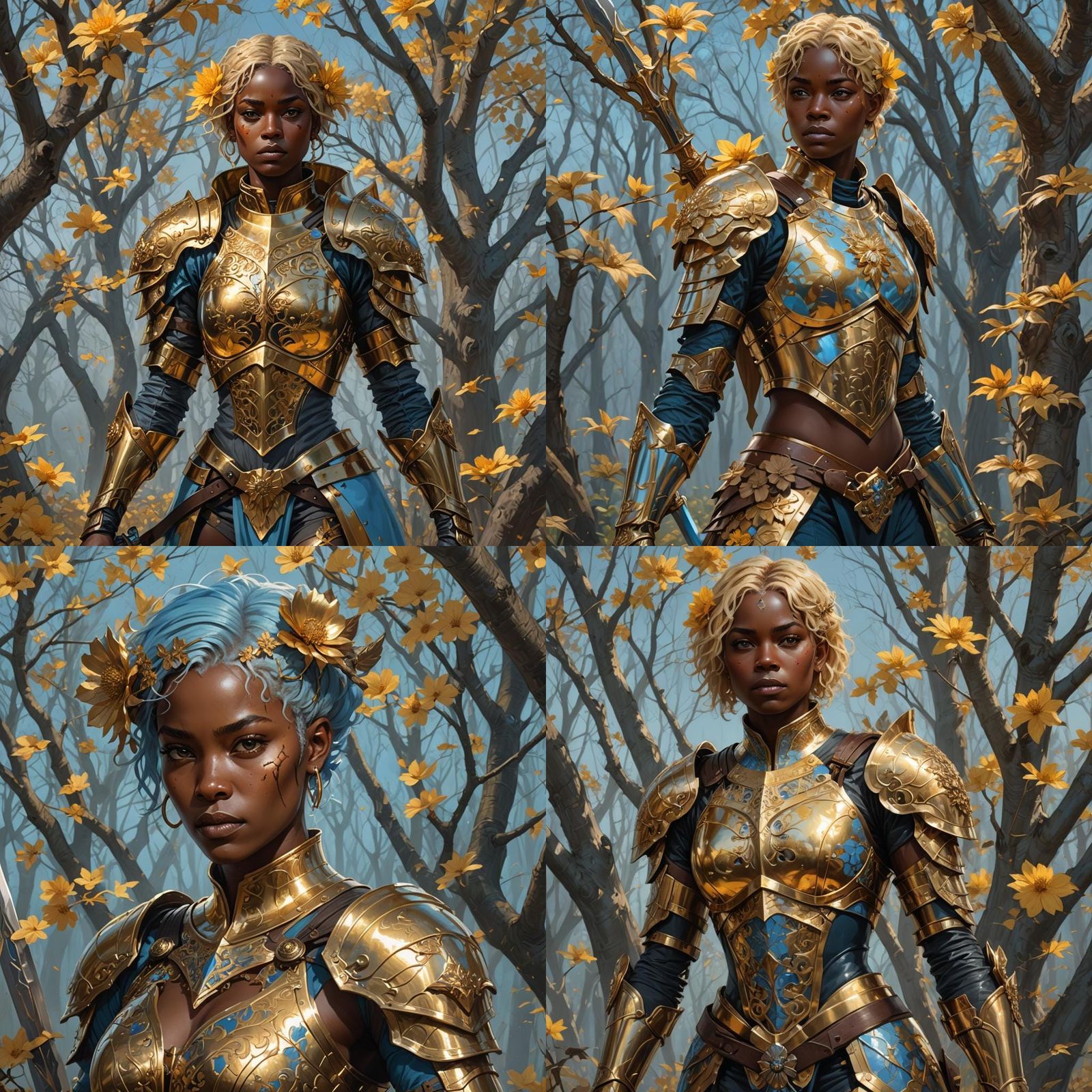 Female Knight Portrait with Golden Armor