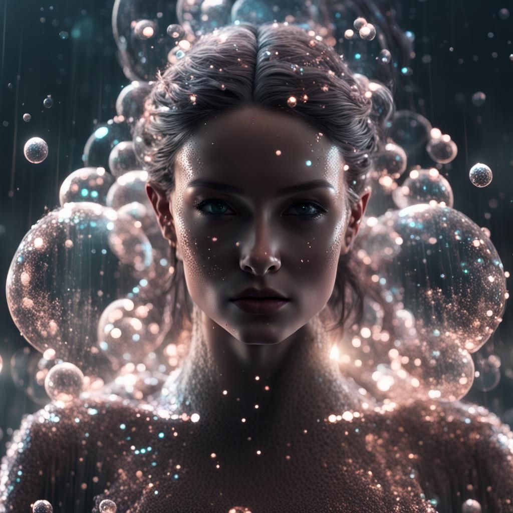 Stunning Elemental Female in Glitchcore Style