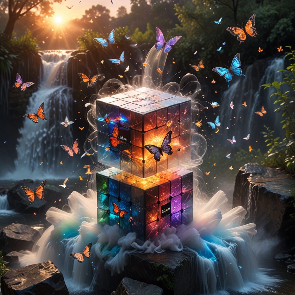 Ethereal Rubik's Cube in Cosmic Vortex