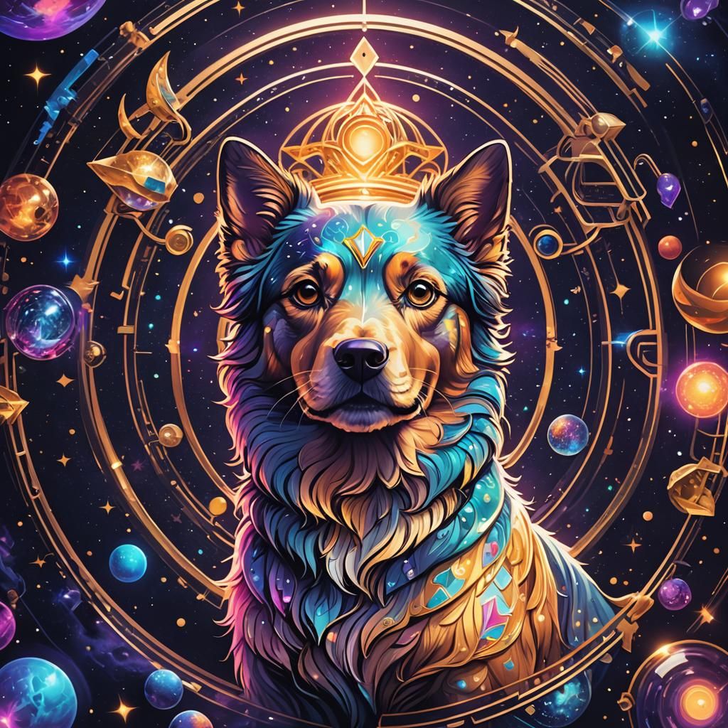 Heartbeat Studios Pet Portraits Logo: Cosmic Holographic Art