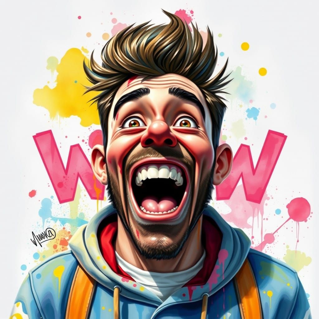 Ethereal Graffiti Cheerleader in Vibrant Watercolor