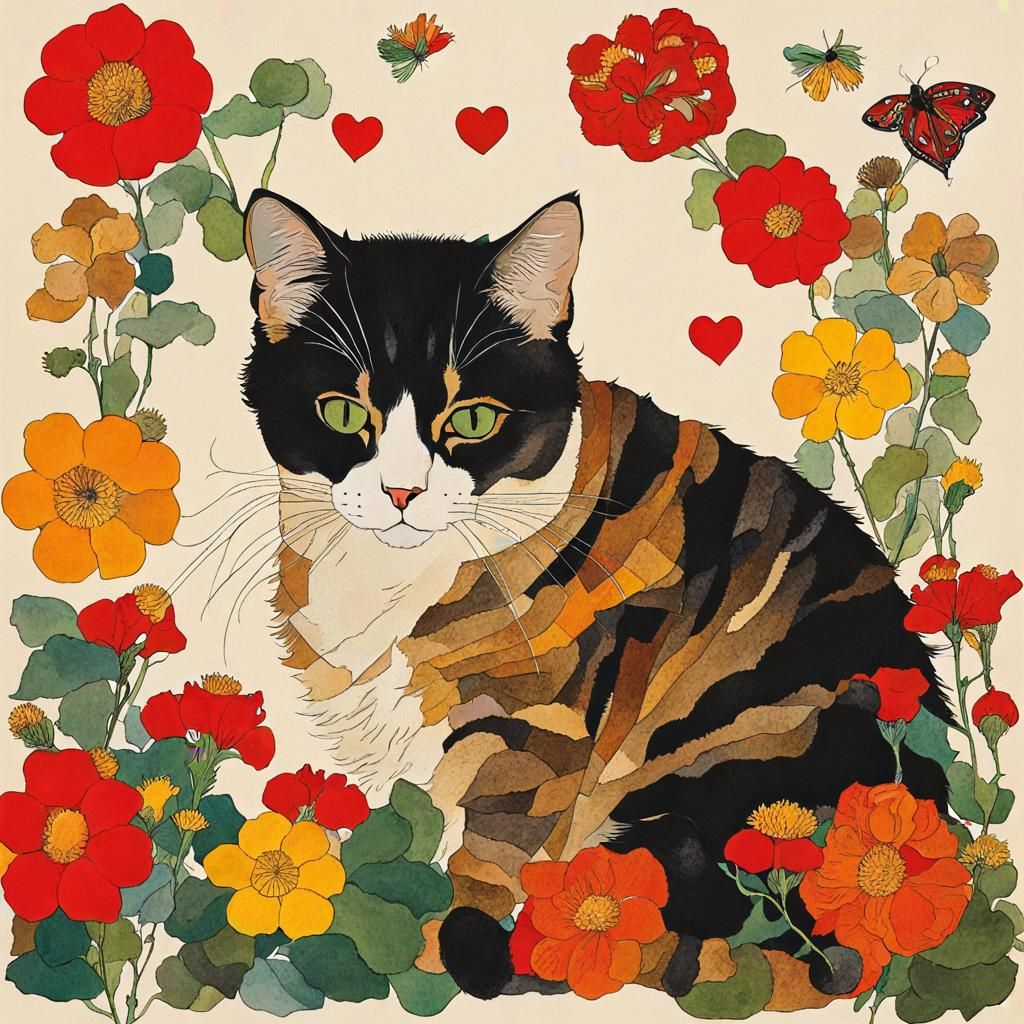 Cat Portrait in Expressionist Style