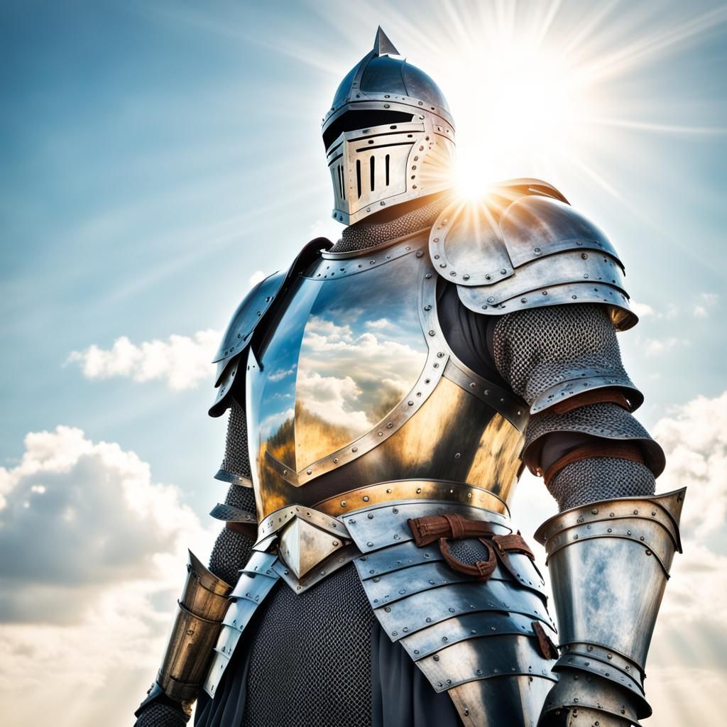 Armored Knight Hero Bathed in Divine Sunshine