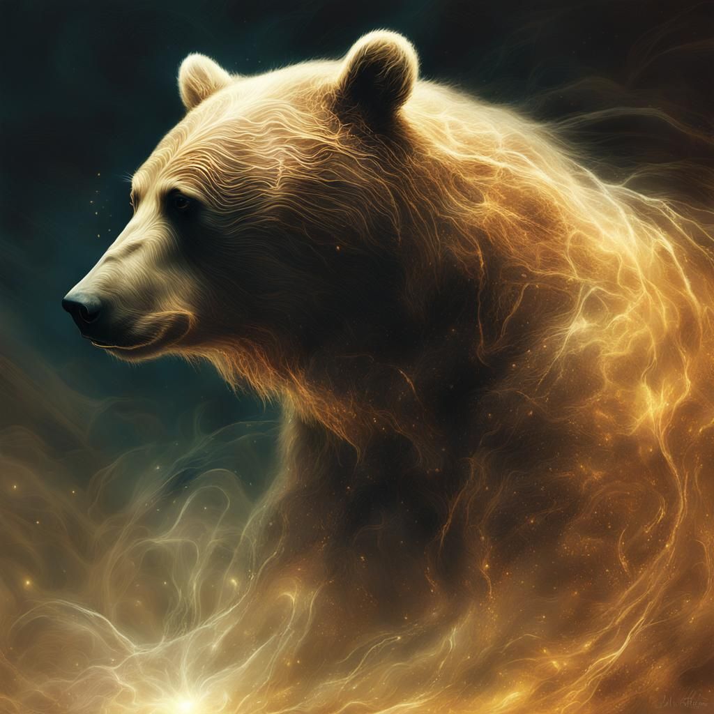 Ethereal Bear Spirit Ascending in Digital Art