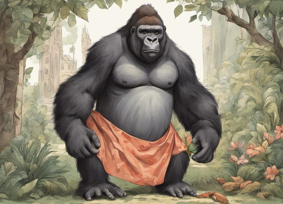 Gorilla in Dress: Storybook Illustration