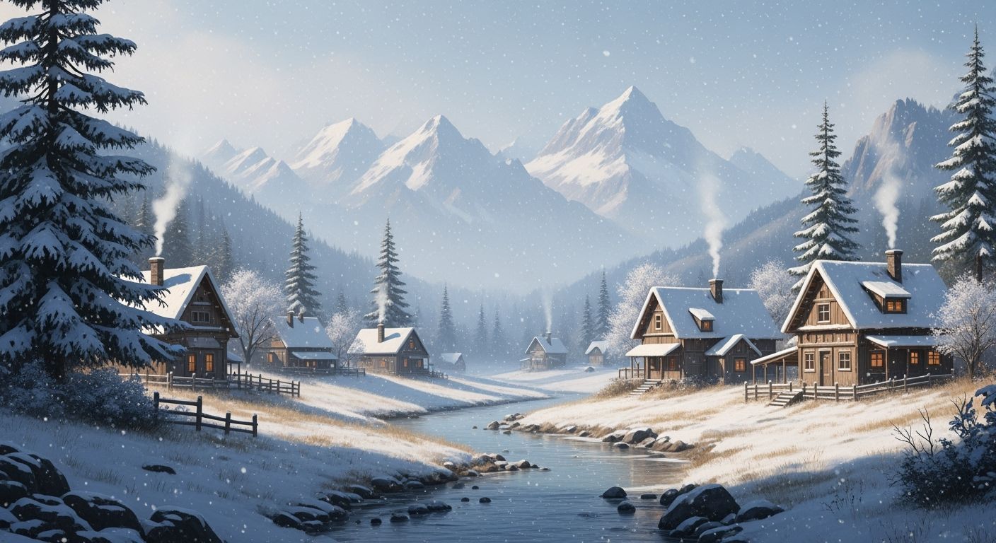 Snowy Mountain Village: Realistic Textures and Lighting