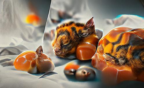 Sleeping Orange Tortoiseshell Kitten in Hyperreal Digital Ar...