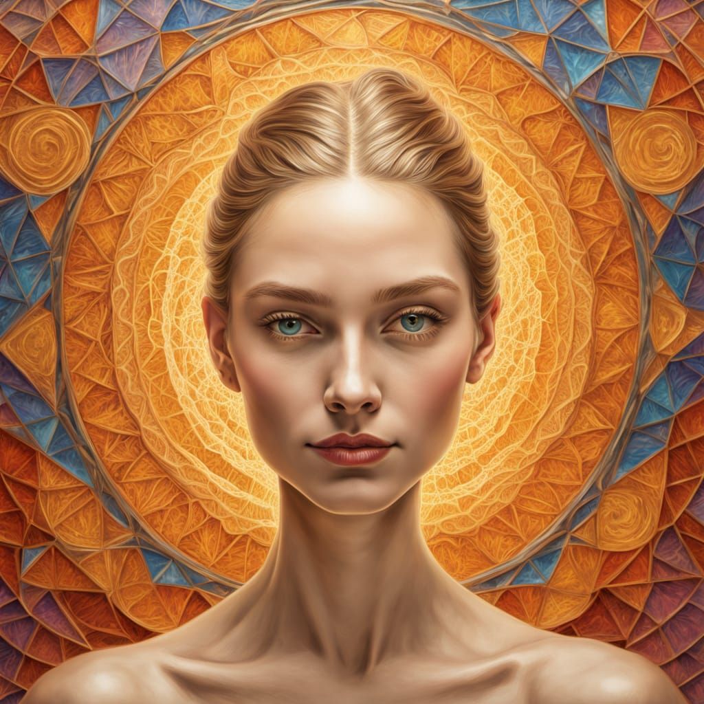 Woman's True Face in Neo-Impressionist Style