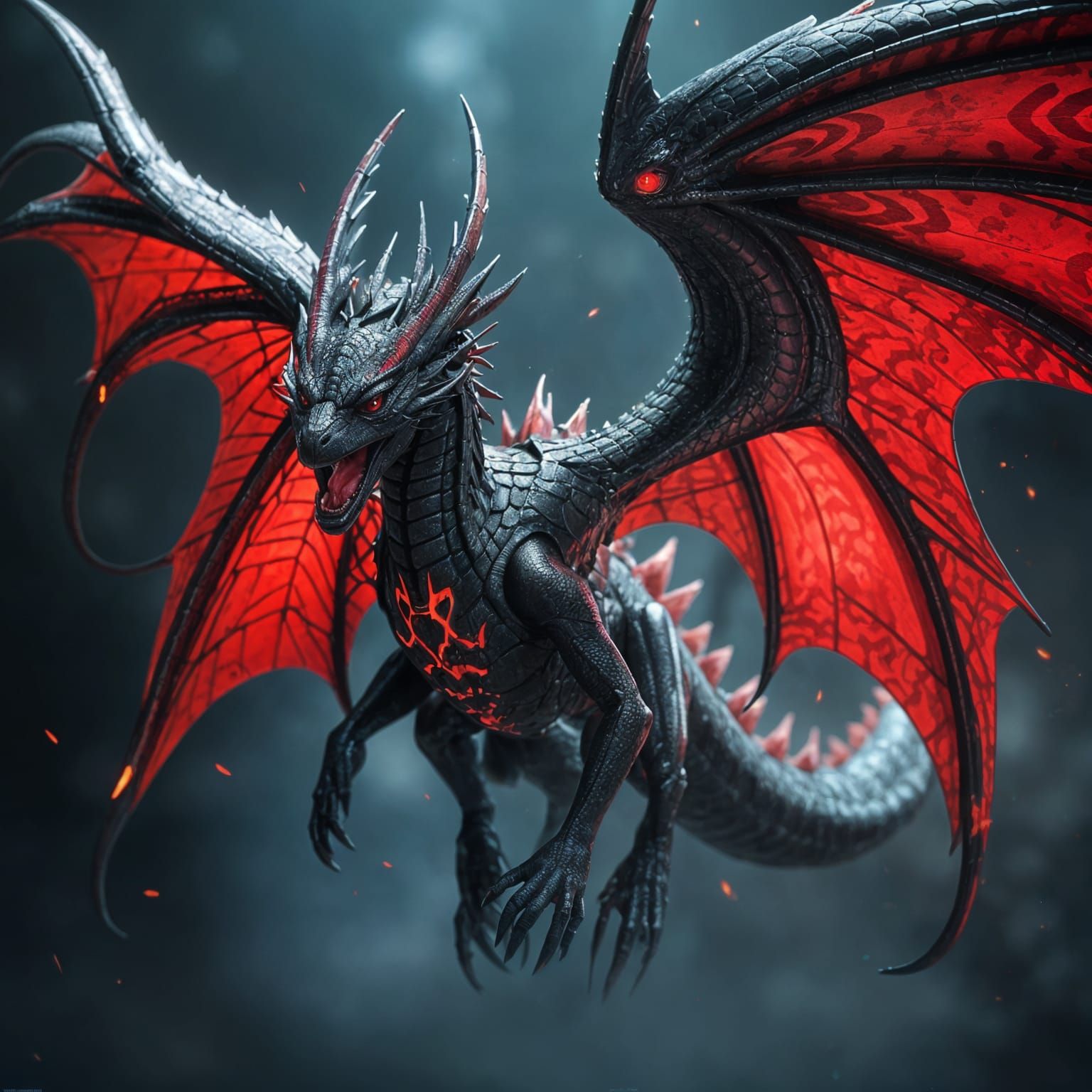 Black Widow Dragon in 3D Anime Style