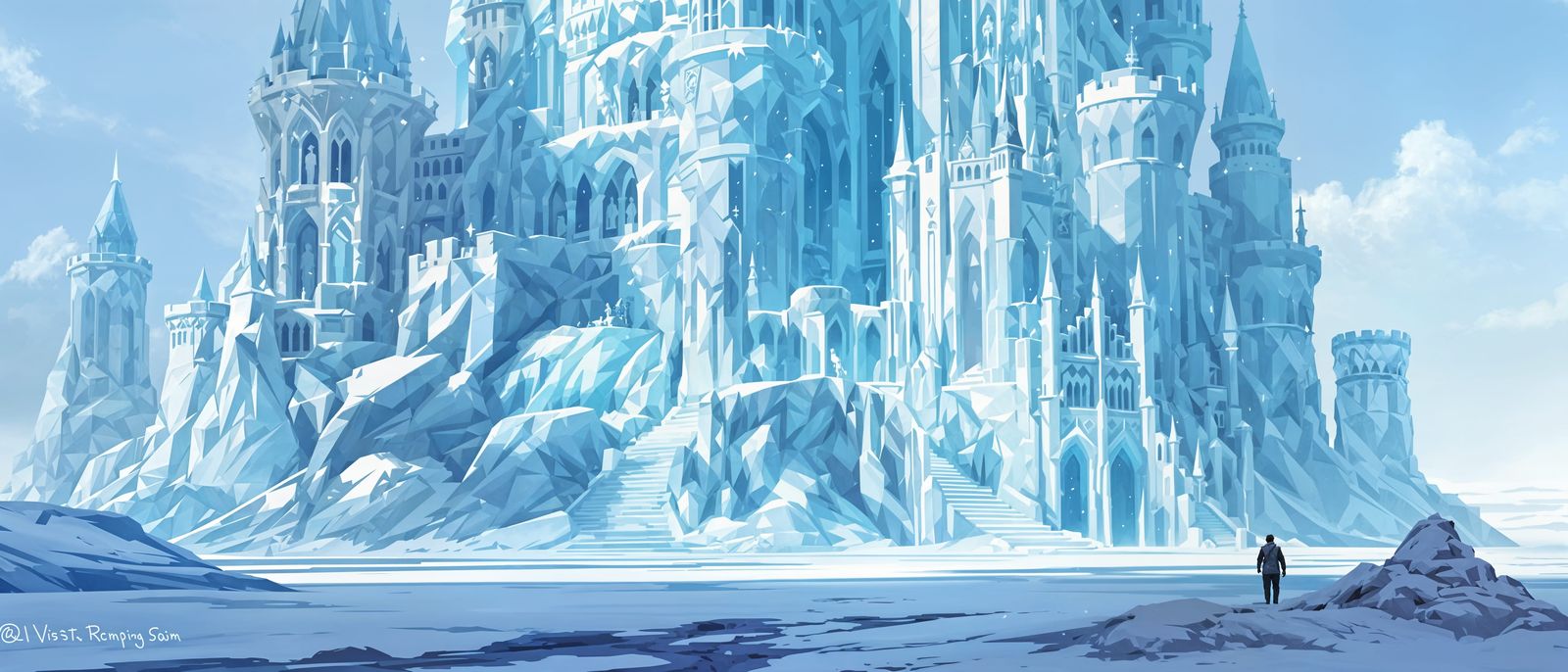 Majestic Ice Castle in Winter Wonderland