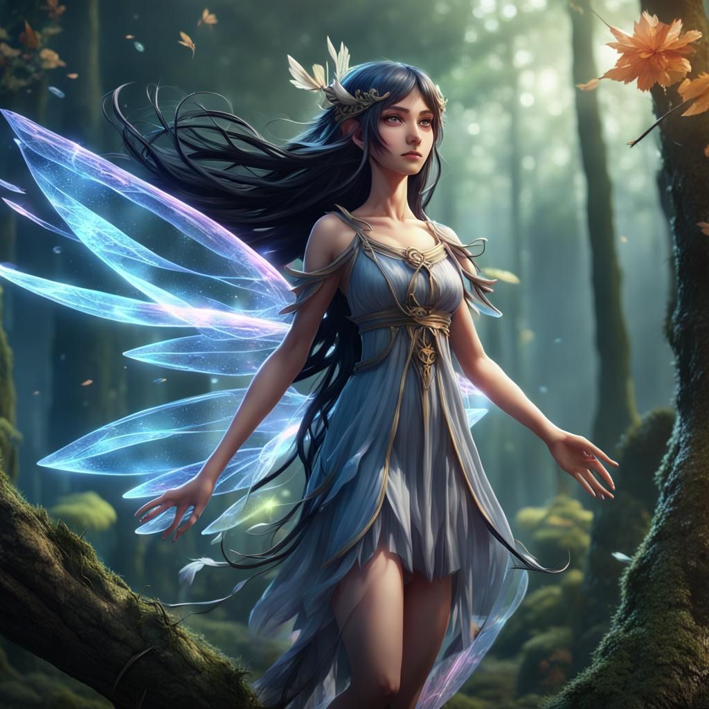 Anime Crystal Fairy in a Detailed Matte Painting