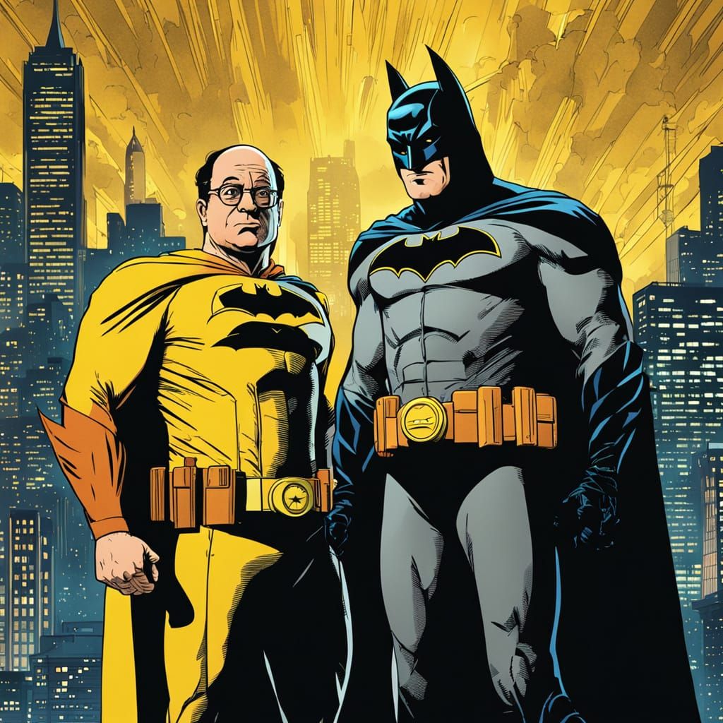 George Costanza as Batman in Gotham City