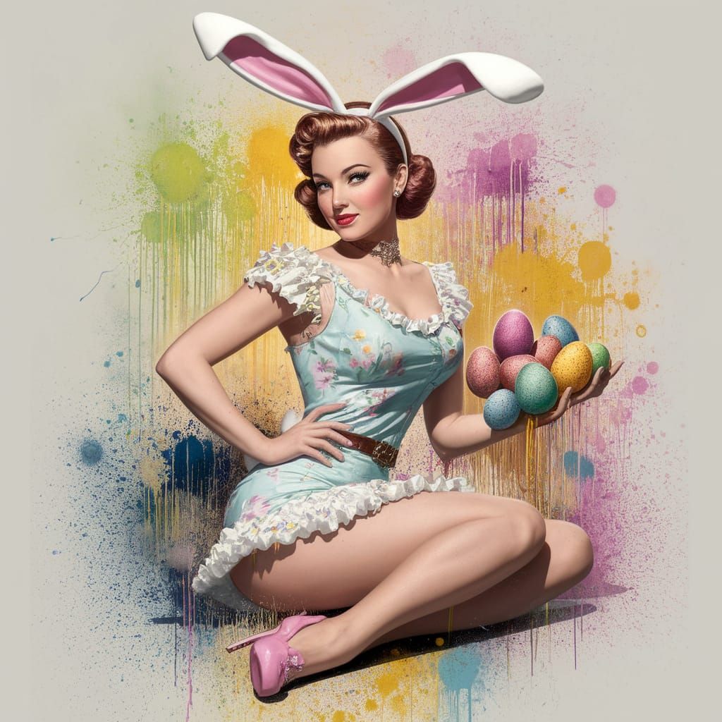 Vintage Glamour Easter Bunny Pin-up