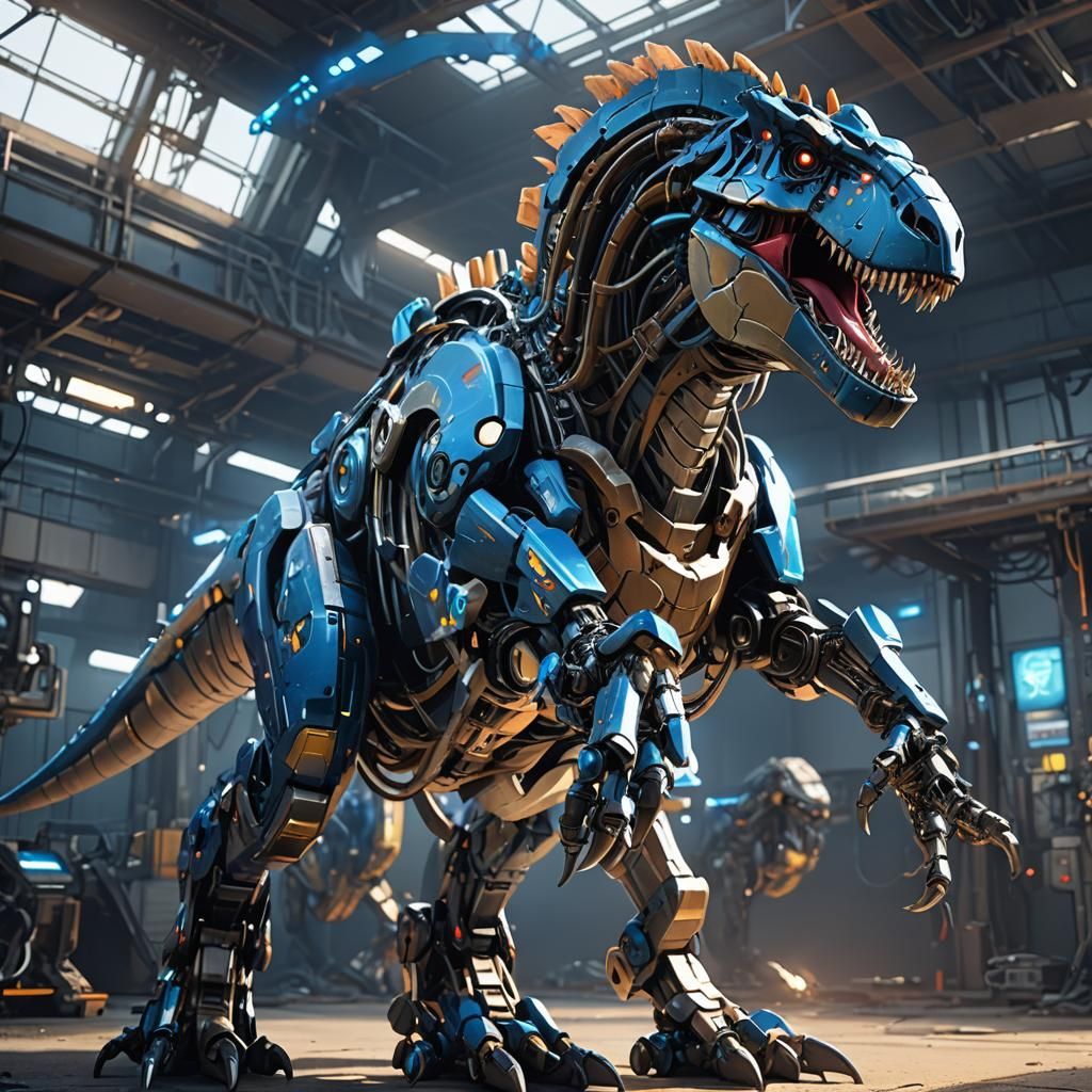 T-Rex Transforming into Robot in Anime Style