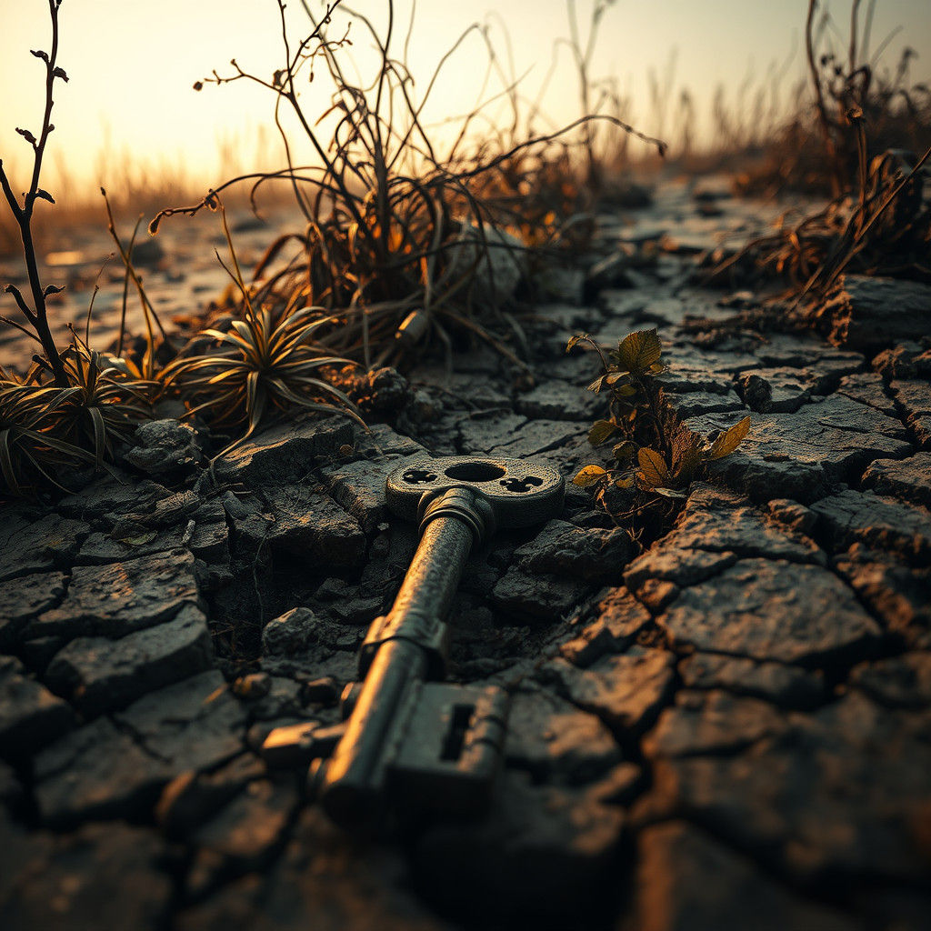 Abandoned Key in Post-Apocalyptic Landscape