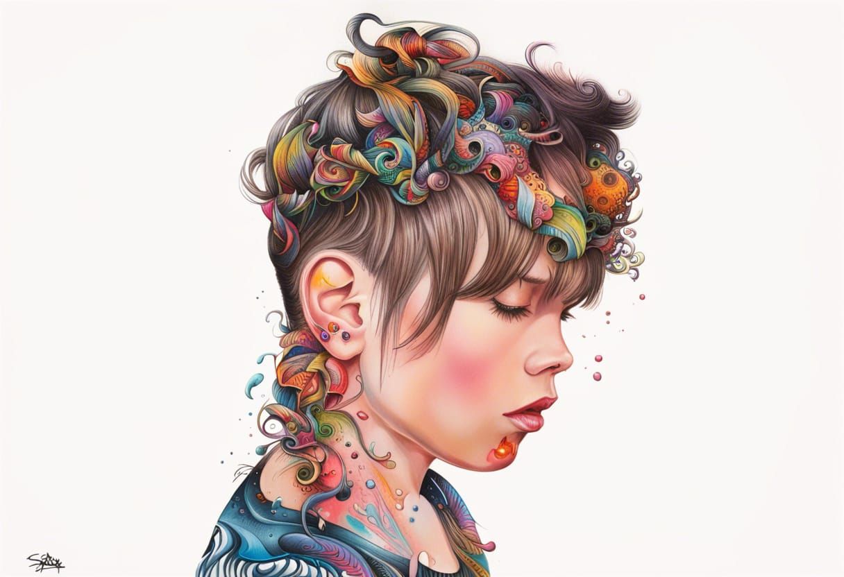 Colorful Graffiti Street Art with Tattoo Elements