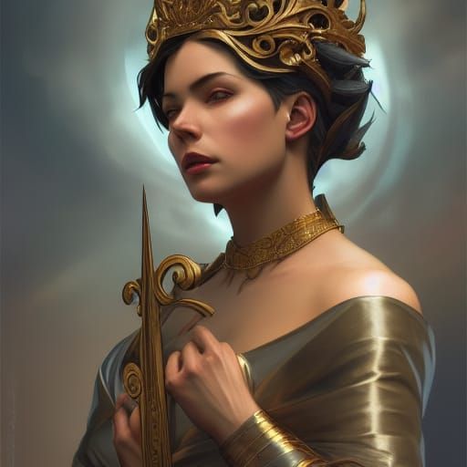 Lady of Justice Portrait in Hyperdetailed Style